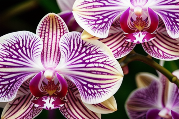 Healthy orchid plant with vibrant flowers