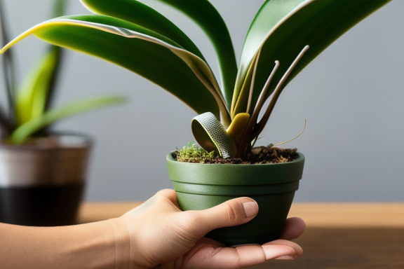 Repotting an orchid