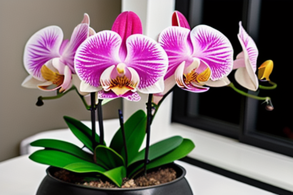 Mini orchid with blooming flowers